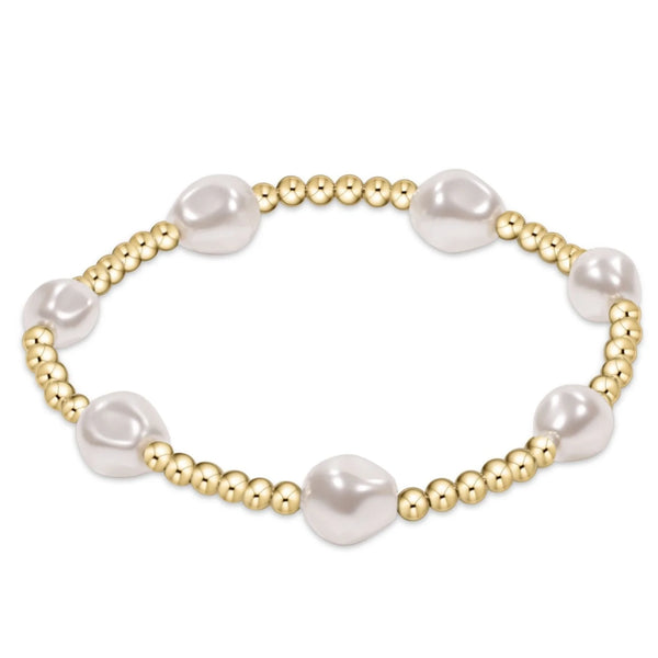 Admire Gold 3mm bead bracelet - pearl