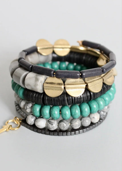 Black and Turquoise Wrap Bracelet