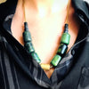 Geometric Green and Black Barrel Necklace
