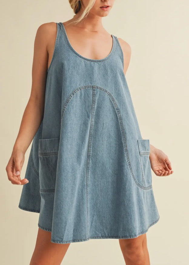 Denim Dress w/ Side Pocket