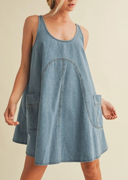 Denim Dress w/ Side Pocket