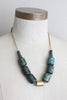 Geometric Green and Black Barrel Necklace
