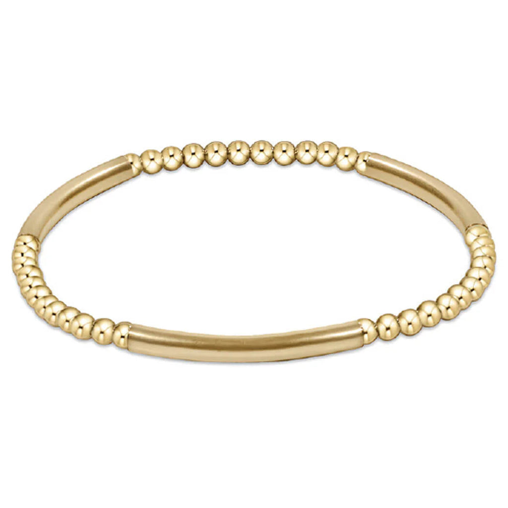 Bliss Bar Gold Pattern 3mm Bead Bracelet - Gold