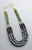 Jasper and Glass Triple Stand Necklace