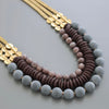 Triple Stand Stone & African Glass Necklace