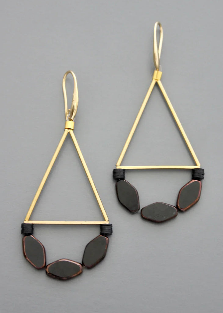 Geometric Black Glass Earring