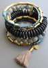 Black Stone & Green Hematite Wrap Bracelet