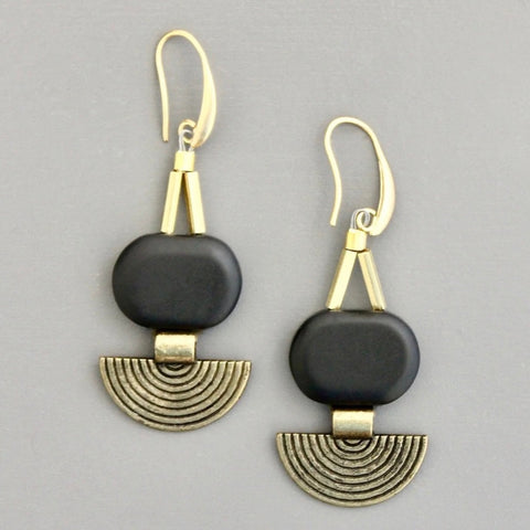 Black Agate Geometric Earrings