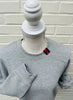 Danny Crew Neck Sweatshirt - Grey w Navy & Red Stripe Ribbon