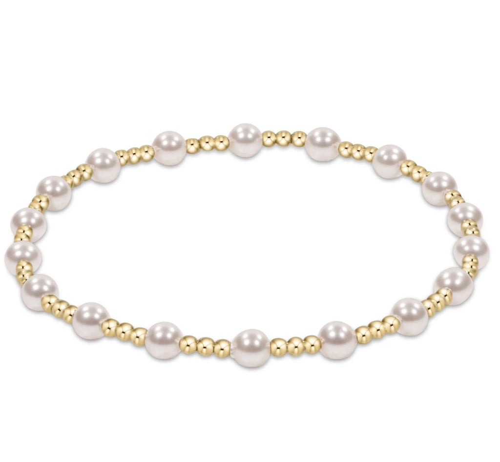 Classic sincerity pattern 4mm bead bracelet - pearl