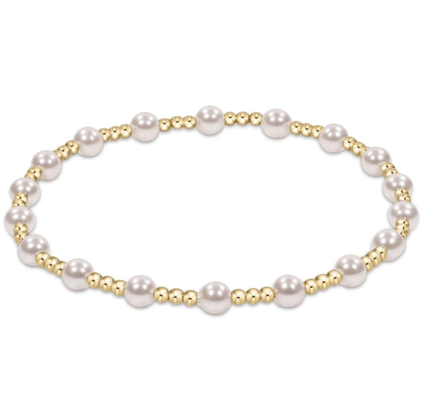 Classic sincerity pattern 4mm bead bracelet - pearl