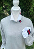 Danny Crew Neck Sweatshirt - Grey w Navy & Red Stripe Ribbon