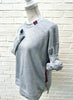 Danny Crew Neck Sweatshirt - Grey w Navy & Red Stripe Ribbon