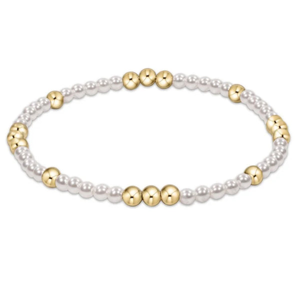 Worthy pattern 3mm bead bracelet - pearl