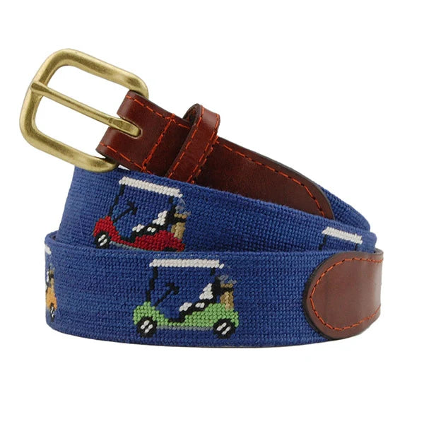 Rainbow Golf Carts (Classic Navy) Needlepoint Belt