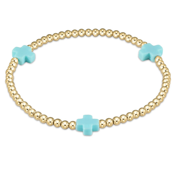 Signature Cross Gold pattern 3mm bead bracelet