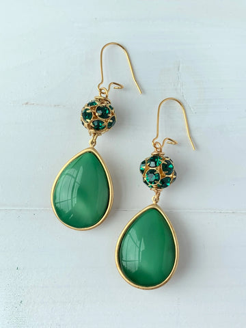 Emerald Teardrop Rhinestone Earring