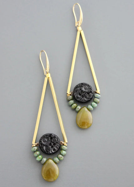 Vintage Jet Glass Earrings