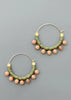 Peach and Green Hoop Earrings