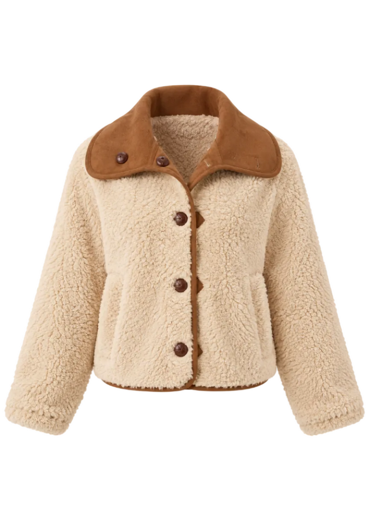Harbor Reversible Curly Faux Lamb and Suede Jacket