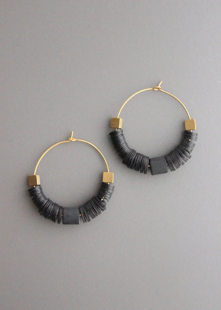 Black Vulcanite Hoop Earring