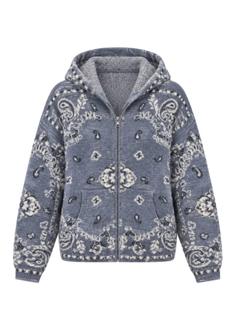 Pine Fuzzy Knit Hoodie Cardigan