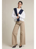 Button Down Shirt with Knit Shawl Set