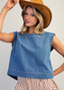 Denim Back Pleat Top