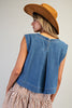 Denim Back Pleat Top