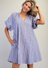 V-Neck Puff Sleeve Dress