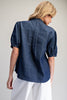 Ruffled Split V-Neck Blouse