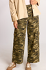 Camo Print Wide Leg Denim Pants
