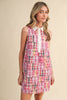 Plaid Patchwork Collared A-Line Mini Dress