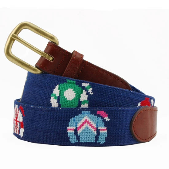 Jockey Silks (Classic Navy) Needlepoint Belt