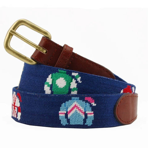 Jockey Silks (Classic Navy) Needlepoint Belt