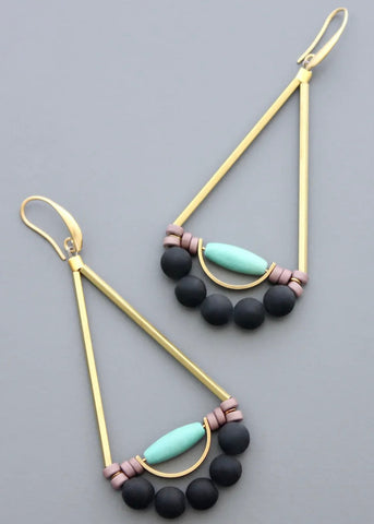 Turquoise and Black Earrings