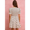Polka Dot Smocked Bodice Puff Sleeve Mini Dress