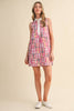 Plaid Patchwork Collared A-Line Mini Dress