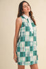Plaid Patchwork Collared A-Line Mini Dress