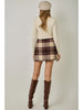 Multi Plaid Wool Blend Mini Skirt