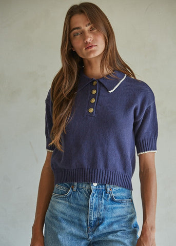 Short Sleeve Ribbed Sweater