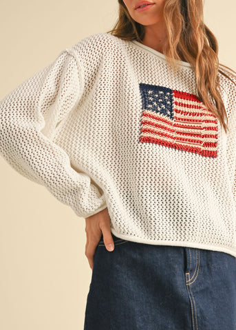 Flag Knitted Sweater Top