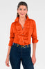 Gretchen Scott LLC - Ruffle Rumble Blouse - Ultra Suede - Brown / L