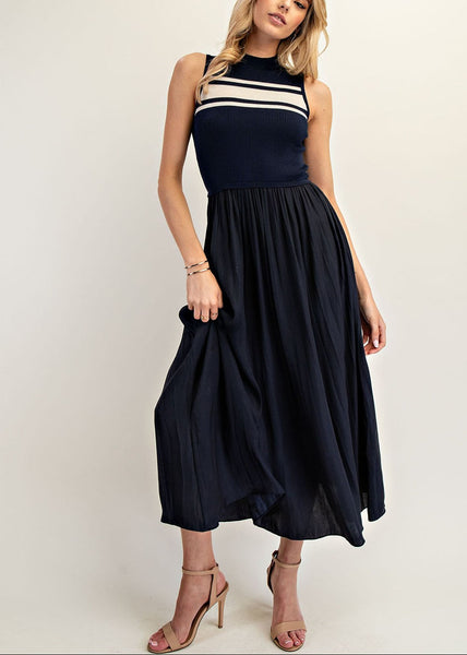 Striped Sleeveless Midi Dress