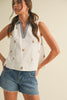 Embroidery Collared Tank