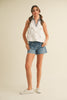 Embroidery Collared Tank