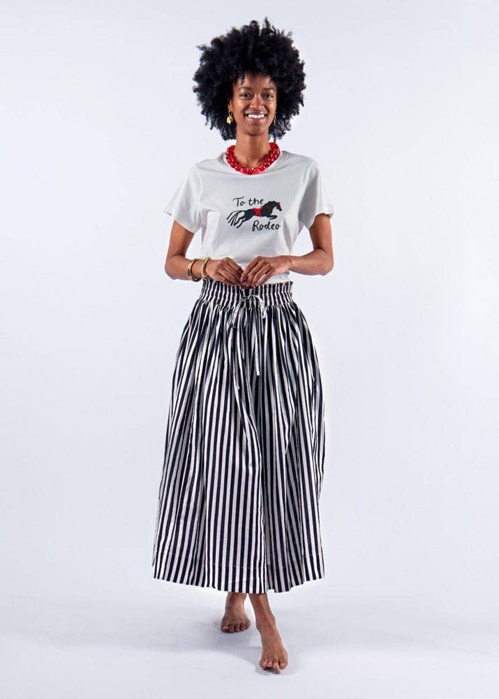 INK + ALLOY - Keaton Stripe Skirt Black + White