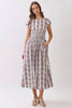 Floral Stripe Smocked Waist Midi Dress