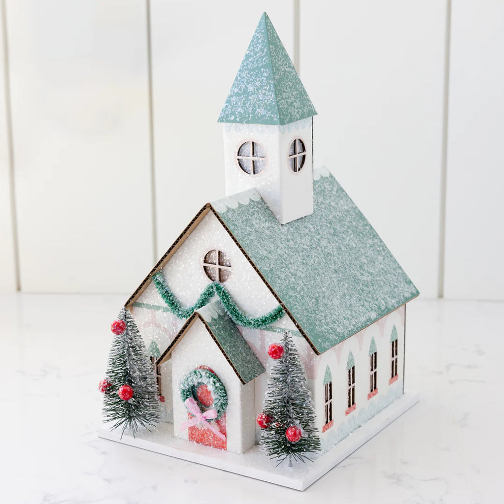 VILLAGE CHRISTMAS PAPER CHURCH DECORATION