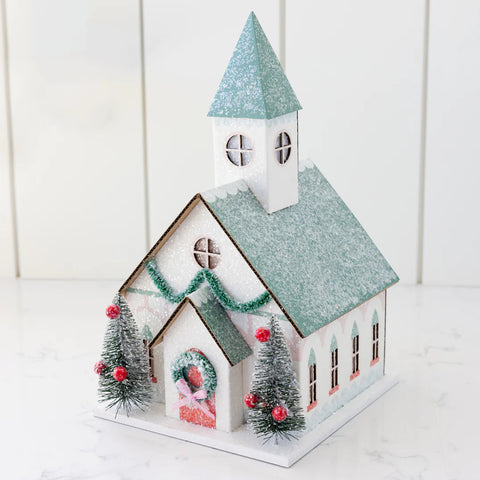 VILLAGE CHRISTMAS PAPER CHURCH DECORATION